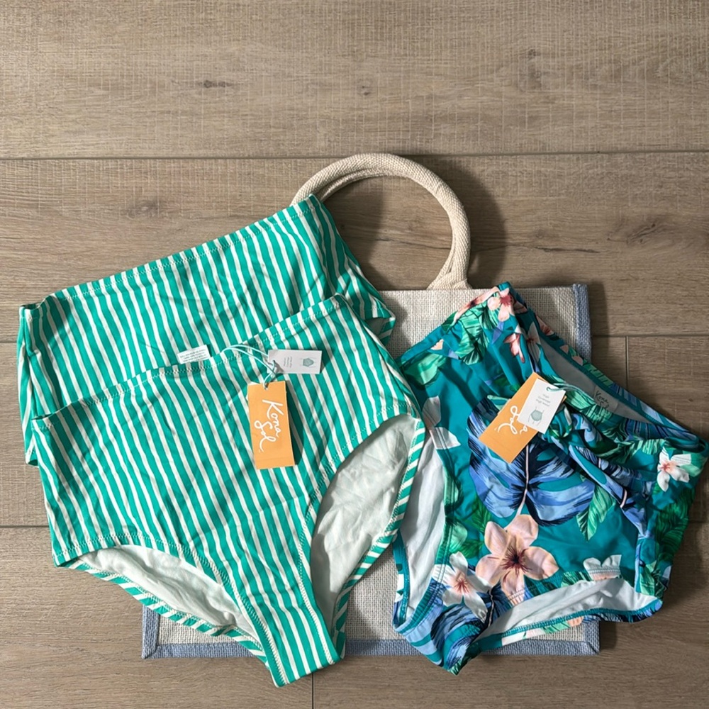 Lot of (3) High Coverage High Waist Swim Bottoms NWT